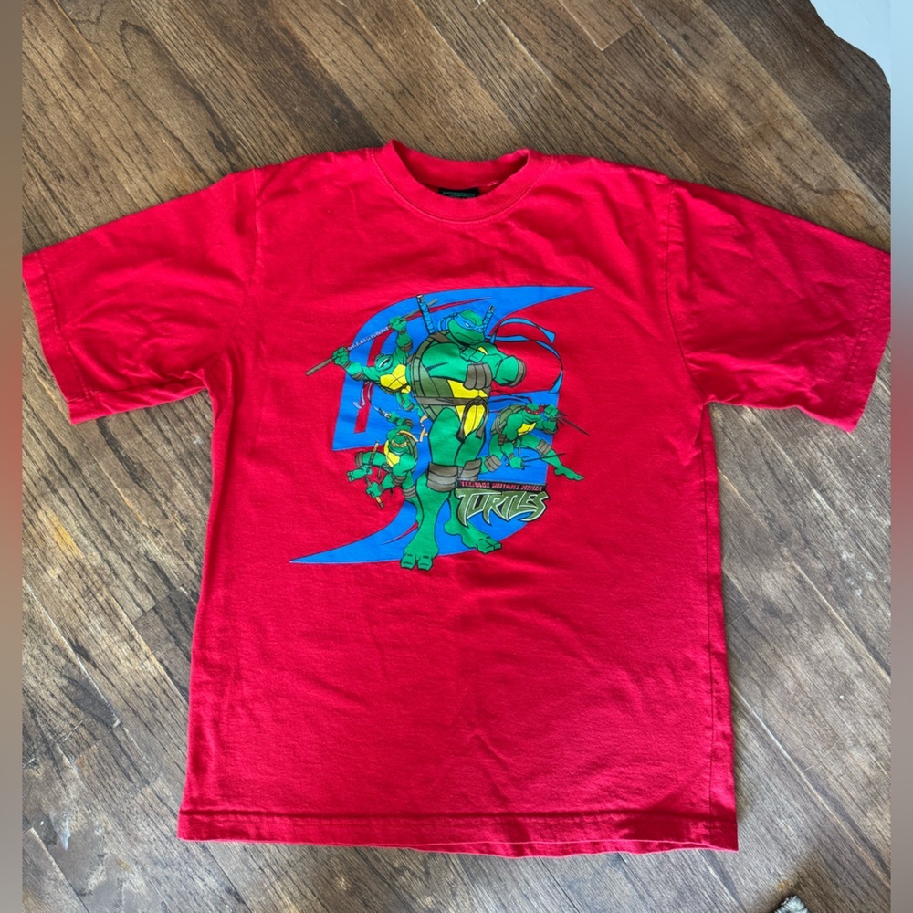 Vintage 90s Teenage Mutant Ninja Turtles Red T-Shirt Kids Rare TMNT Graphic